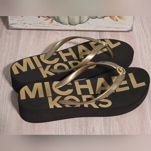 Michael Kors Gold and Black Sandals